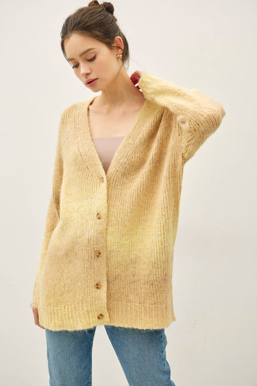 TONAL GRADIENT OVERSIZED WOOL CARDIGAN - ML / Eggtart - Cardigan