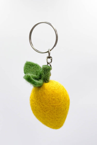 Handmade felt lemon keychain bag charm