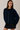 Model wearing navy blue Round Rolled Hemline Detail Thin Sweater Cardigan