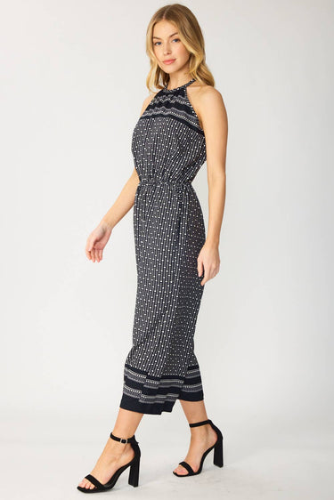 BORDER MINI DOT PRINT CROPPED JUMPSUIT