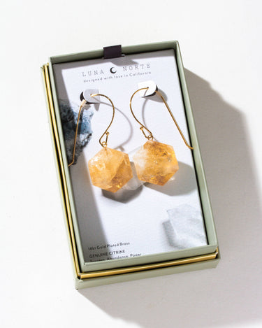 Citrine Impact Elongated Ear Wire Earring