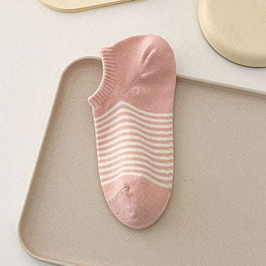 Striped Candy Color Low Ankle Socks- Set of 2