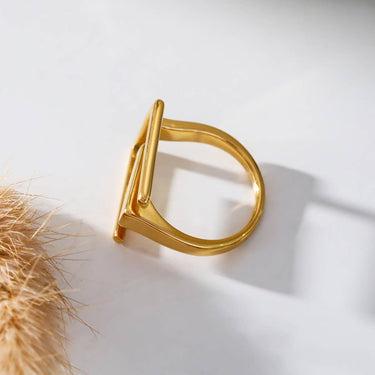 Golden Rectangle Ring Open From Front