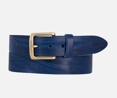 Blue full grain leather belt for women