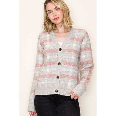 CHECKERED SWEATER CARDIGAN - Cardigan
