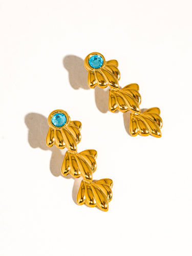 Clay 18K gold non-tarnish shell drop earrings