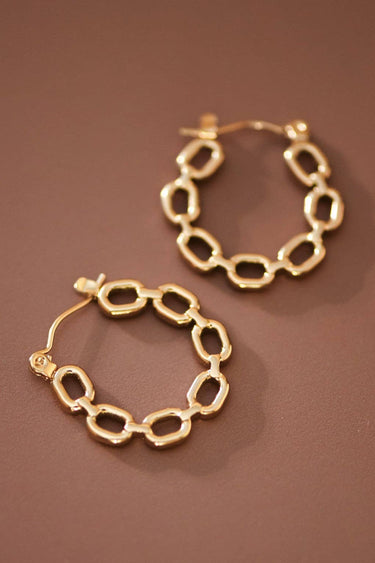 18K Gold Plated Waterproof Stainless Steel Hoop Earrings 7659 displayed as a pair on a neutral background