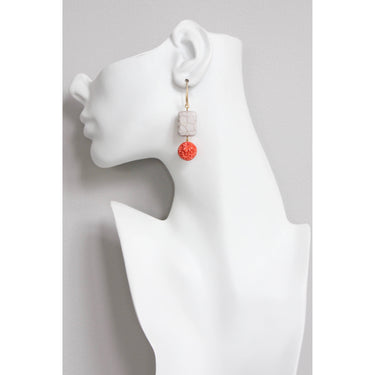 Gray and vintage coral glass earrings