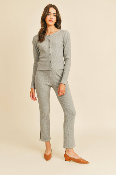 Brushed Rib Button Down Long Sleeve Top