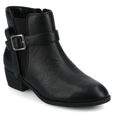 Journee Womens Devina Wide-Width Buckle Detail Ankle Booties