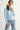 Pearl Button Ribbed Knit Cardigan styled in a light blue color variant