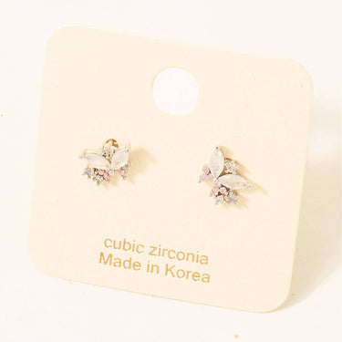 Cubic Zirconia Butterfly Stud Earrings