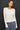 Model wearing white Ultra Soft Essential Basic Crewneck Button Up Cardigan