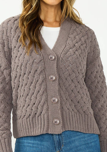 Interlock Cable Button-Front Cardigan