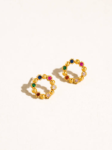 Manette 18K Gold Vintage Colorful CZ Earrings shown in a close-up product view