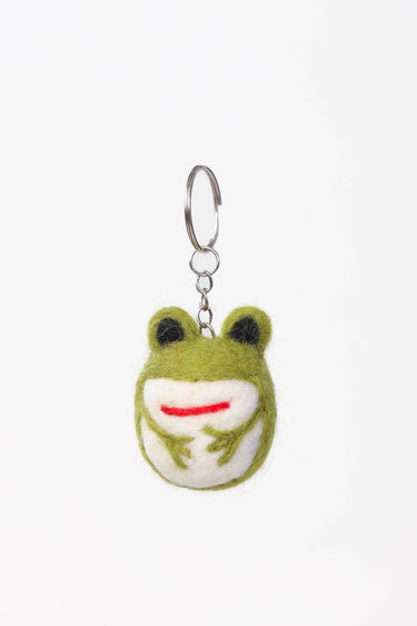Green Frog Charm - Handmade Felt Keychain