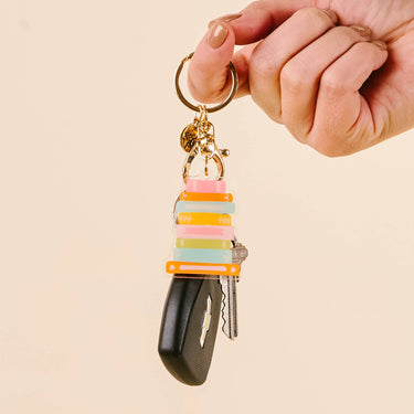 Book stack acrylic keychain for book lovers