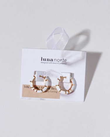 Classic ivory huggie hoop earring packaging detail
