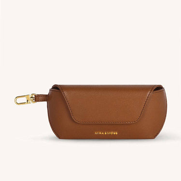 Vegan Leather Eyewear Case for women in brown with gold-tone hardware and elegant design