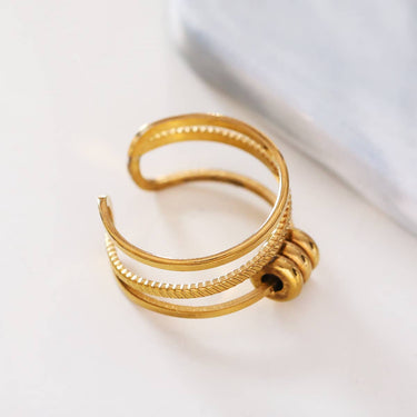 Triple Line Gold Ring With Wheels