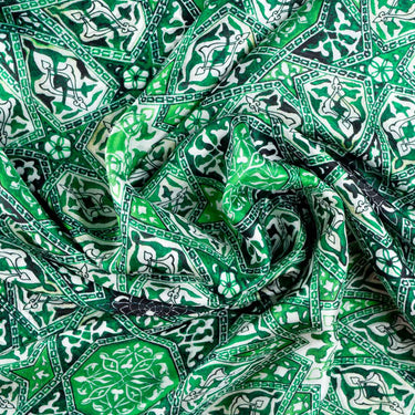 Green silk scarf with Ottoman art print