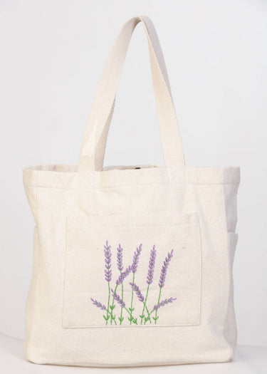 Handmade Weekender Off-White Tote (Lavender)