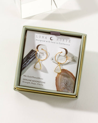 Bermuda Triangle Mini Hoop Earrings moonstone product packaging
