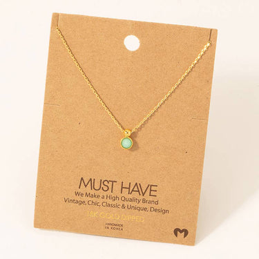 Gold Dipped Stone Bead Pendant Necklace