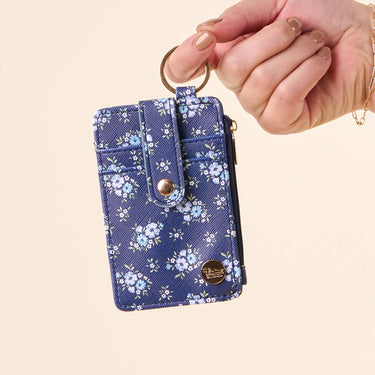 Navy keychain wallet front view