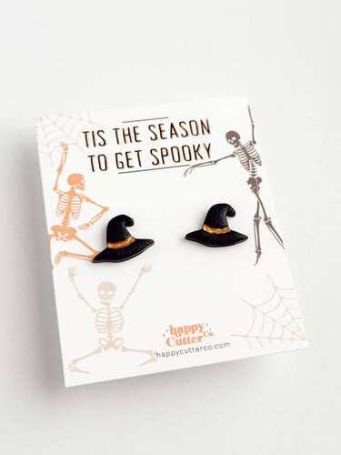 Halloween Studs – Black Witch Hat Earrings