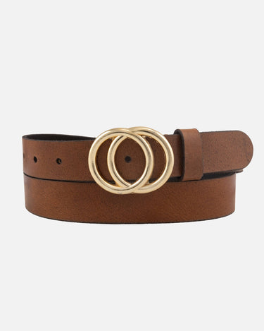 Caia double ring leather belt for women