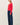 Side view of model wearing purple [NEW COLOR] Ribbed Crewneck Cardigan in red