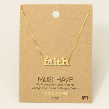 Gold Dipped Faith Pendant Necklace - G - Necklace