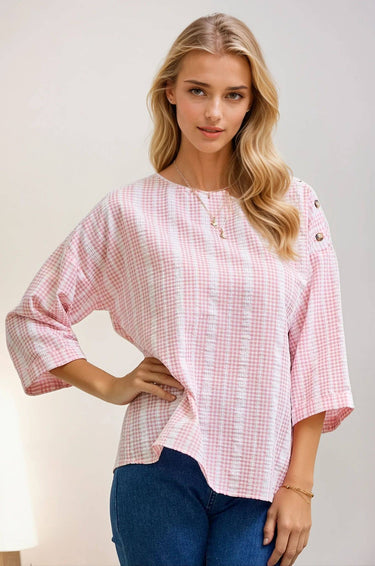 Drop Shoulder Checker Top