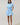 Saida Striped Kenda Shift Mini Dress in blue and white stripes with a drawstring waist and short sleeves.