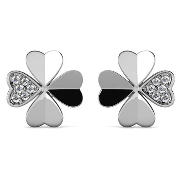 Clover Petal Silver and Crystal Earrings