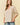 Striped Puff Sleeve Pullover Top in light blue close-up view