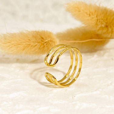 Adjustable Triple Line Gold Ring