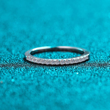 Slim Moissanite Pave Engagement Ring in 925 Sterling Silver