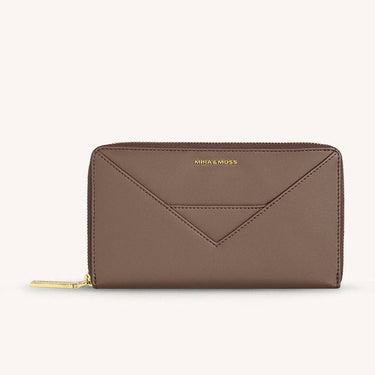 Mira & Moss Corrine Long Wallet in vegan leather with geometric design and gold-tone hardware.