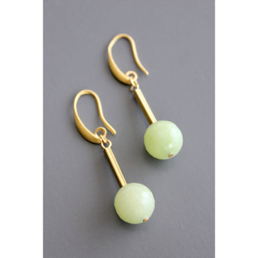 Jade and brass earrings