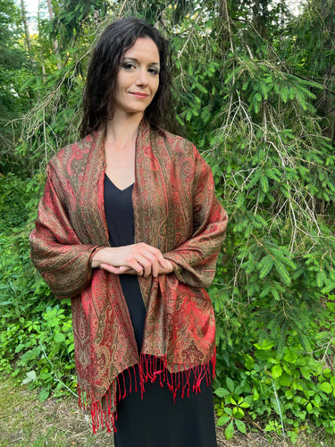 Red Jamawar Pashmina