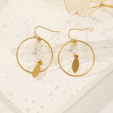 Uneven Golden Earrings with White Pearls