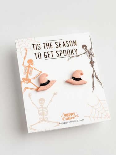 Halloween Studs – Soft Pink Witch Hat Halloween Earrings