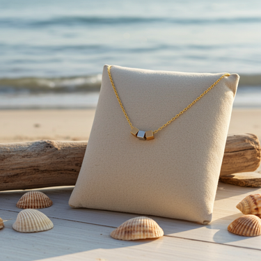 Gold Dipped Triple Cube Charm Necklace - Gold - Necklace