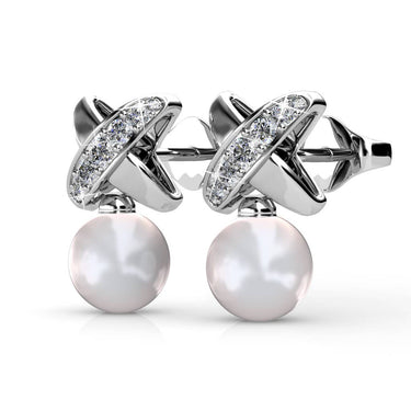 Chris Pearl Silver and Crystal Earrings