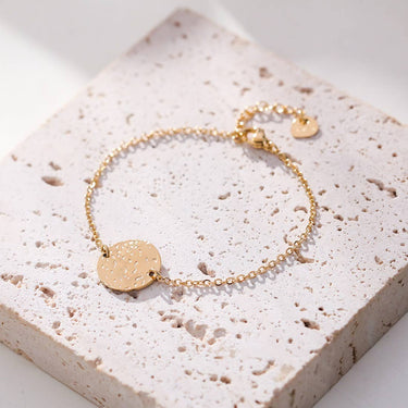 Gold Bracelet With Hammered Plate