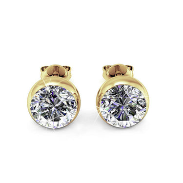 Moon earrings - gold and crystal