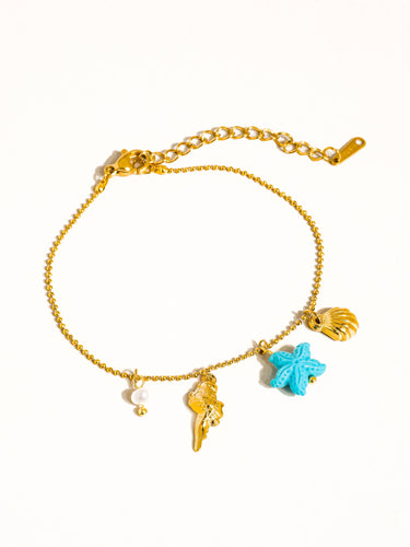 Davina 18K Gold Non-Tarnish Shells and Star Charm Bracelet
