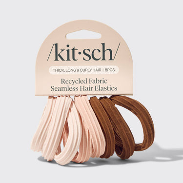 Recycled Seamless Hair Elastics 8pc Set- Rosewood - Scrunchies & Hair Ties